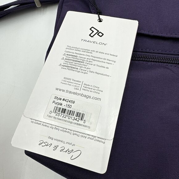 New Travelon Anti-Theft Classic Mini Shoulder Bag Eggplant Purple Travel bag - Picture 2 of 11